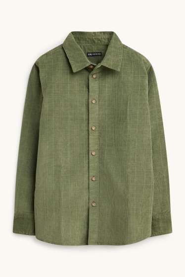 Kinderen: jongens - Corduroy overhemd - geruit - groen
