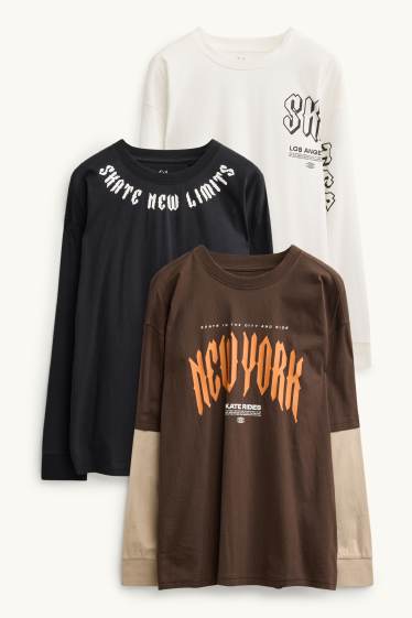 Bambini - Confezione da 3 - maglia a maniche lunghe - bianco / nero