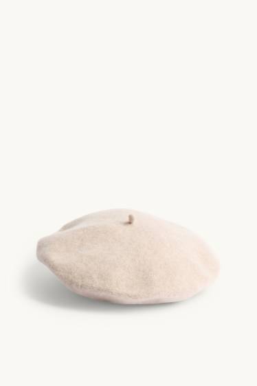 Women - Woollen beret - light beige