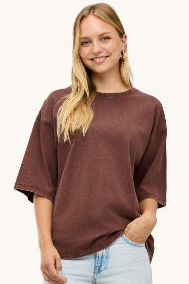 Dames - T-shirt - oversized - bruin