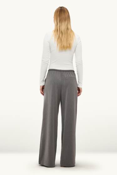 Dona - Pantalons de tela - mid waist - wide leg - gris