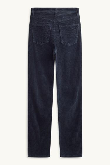 Damen - Cordhose - High Waist - Straight Fit - LYCRA ® - dunkelblau