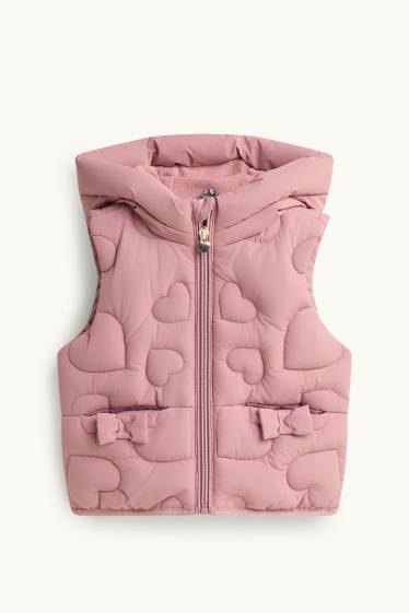 Baby: meisjes - Hartje - baby-bodywarmer met capuchon - waterafstotend - roze