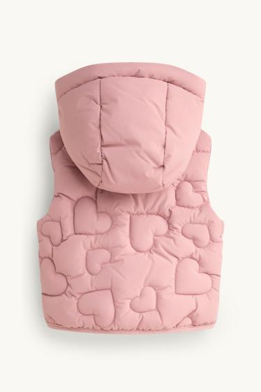 Baby: meisjes - Hartje - baby-bodywarmer met capuchon - waterafstotend - roze