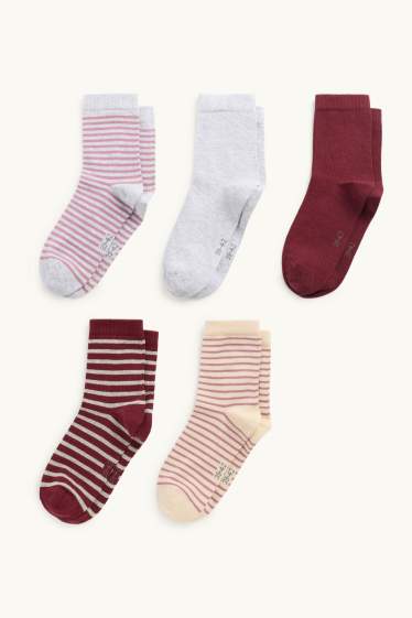 Donna - Confezione da 5 - calzini - beige / bordeaux
