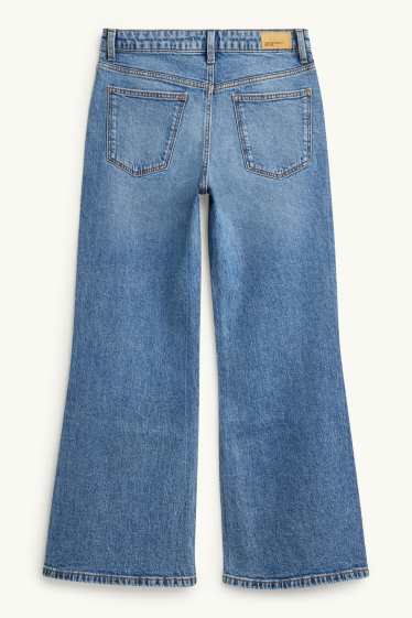 Copii - Fete - Baggy jeans cu ștrasuri - denim-albastru