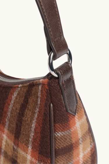 Damen - Schultertasche - kariert - braun / beige
