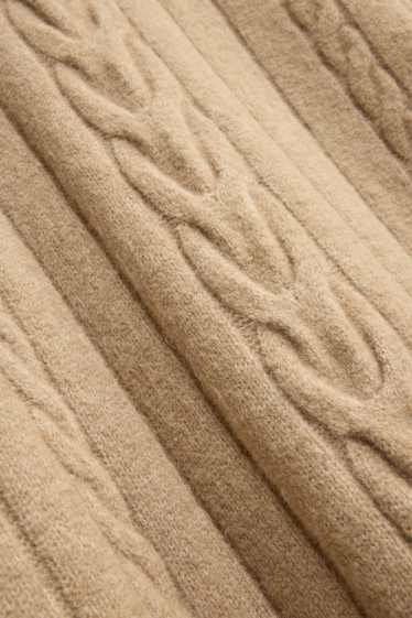 Femei - Rochie din tricot - straight fit - cu torsade - bej