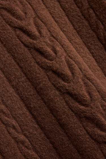 Femei - Rochie din tricot - straight fit - cu torsade - maro închis