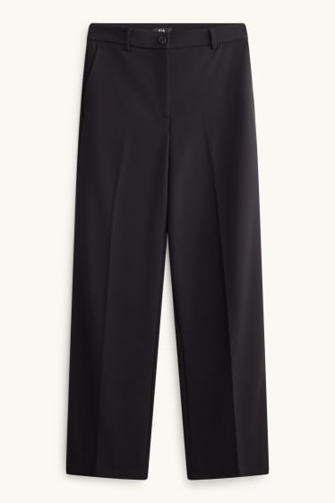 Damen - Stoffhose - Mid Waist - Straight Fit - schwarz