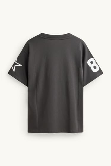 Copii - Fete - Chicago - tricou cu mânecă scurtă - supradimensionat - gri închis / alb