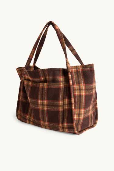 Donna - Shopper grande - a quadretti - marrone / beige