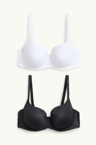 Femmes - Lot de 2 - soutiens-gorge avec armatures - FULL COVERAGE - ampliformes - blanc