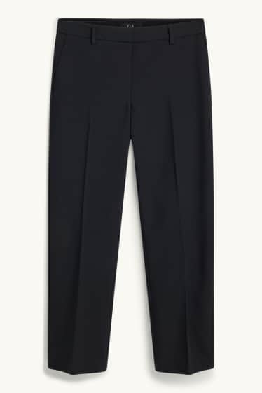Femei - Pantaloni de stofă - talie medie - tapered fit - negru