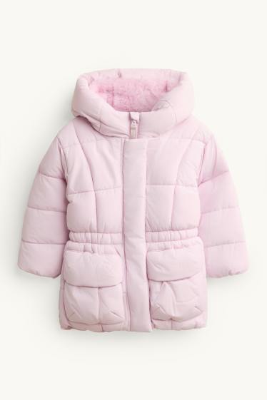Children Girls - Quilted jacket with hood - water-repellent - rose