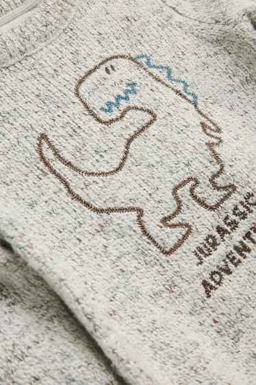 Enfants garçons - Dinosaure - pull - gris clair chiné