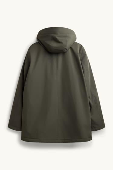 Hommes - Parka à capuche - doublée - finition déperlante - vert foncé