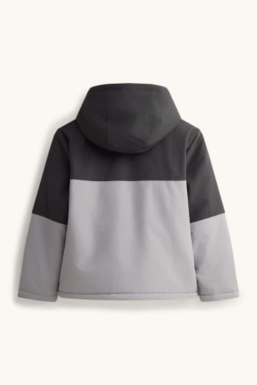 Nen - Jaqueta amb caputxa - folrada - resistent a l’aigua - negre/gris