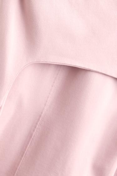 Dámské - Tričko s dlouhým rukávem - slim fit - světle růžová