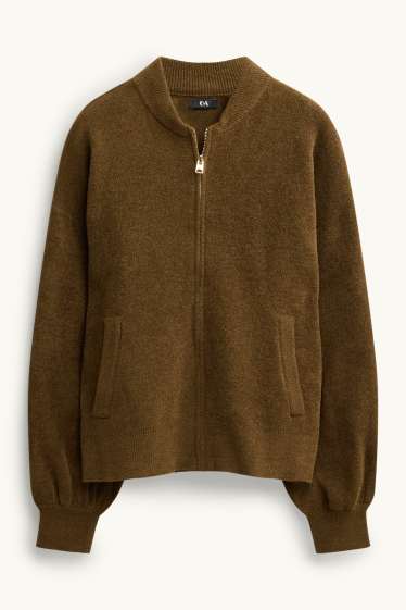 Femei - Cardigan tricotat - kaki