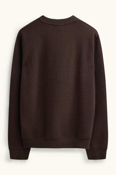 Hommes - Sweat - finition texturée - marron foncé