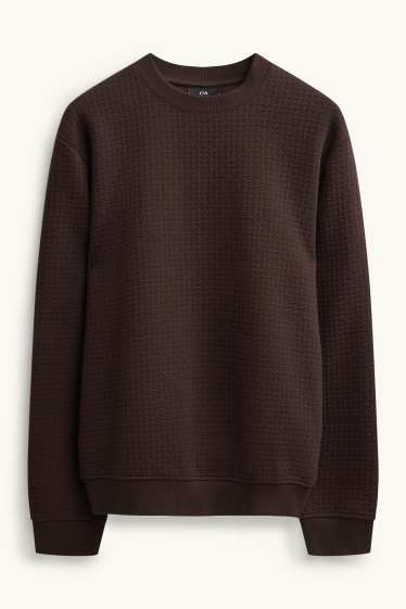 Hommes - Sweat - finition texturée - marron foncé