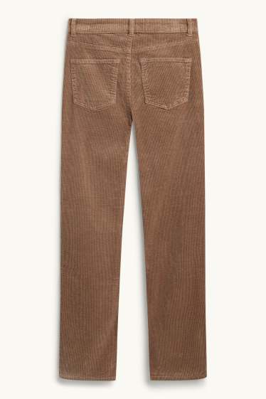 Damen - Cordhose - High Waist - Straight Fit - LYCRA ® - braun