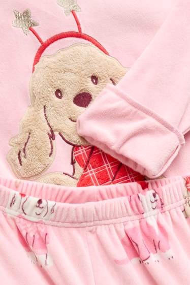 Bambine - Cane - pigiama di pile - 2 pezzi - rosa / beige