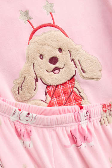 Bambine - Cane - pigiama di pile - 2 pezzi - rosa / beige