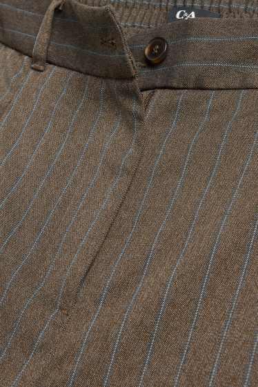 Dames - Pantalon - high waist - wide leg - krijtstrepen - bruin