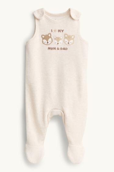 Unisex - Lištička - souprava dětského overalu - 2dílná - hnědá / krémově bílá