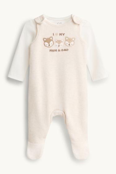Unisex - Lištička - souprava dětského overalu - 2dílná - hnědá / krémově bílá