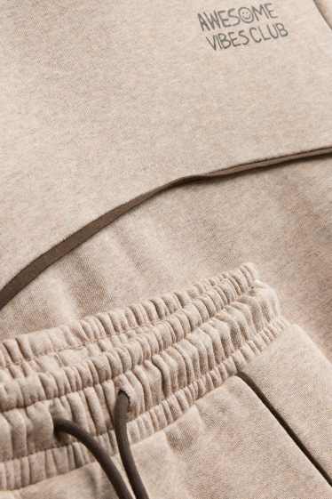 Bambini - Set - felpa con cappuccio e pantaloni sportivi - 2 pezzi - beige melange