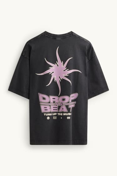 Men - T-shirt - oversized - dark gray