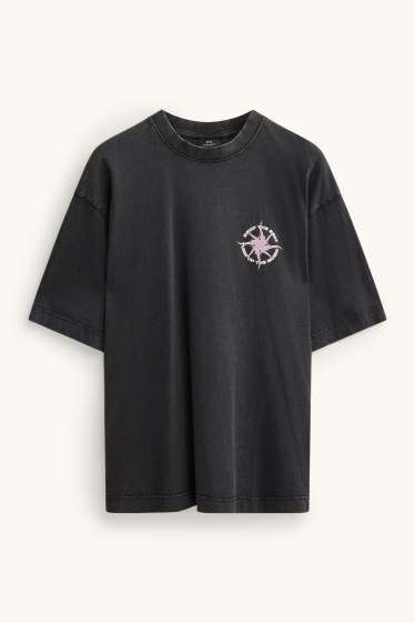 Men - T-shirt - oversized - dark gray