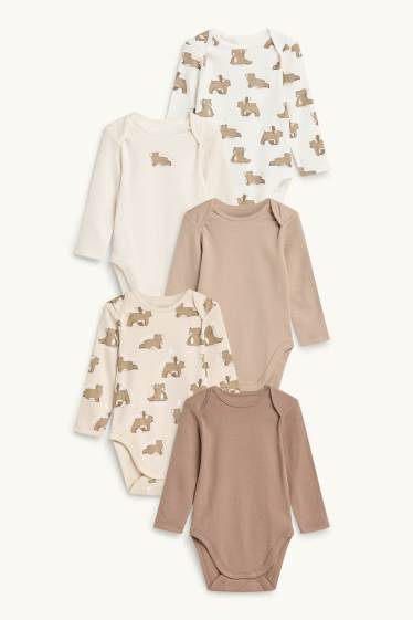 Unisex - Multipack of 5 - baby bear - baby bodysuit - brown / cremewhite