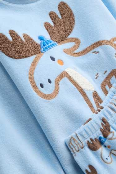 Kinder Buben - Elch - Pyjama - 2 teilig - hellblau