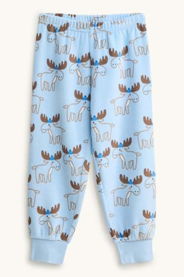 Kinder Buben - Elch - Pyjama - 2 teilig - hellblau