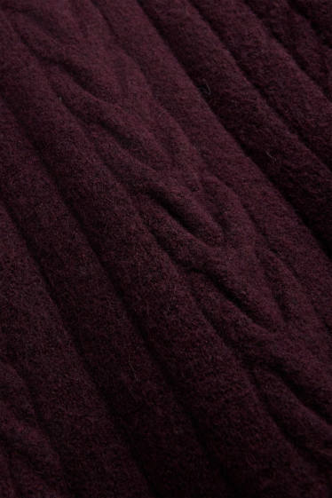 Femei - Rochie din tricot - straight fit - cu torsade - bordo