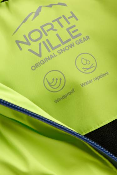 Children Boys - Ski jacket with hood - lined - water-repellent - green / dark blue