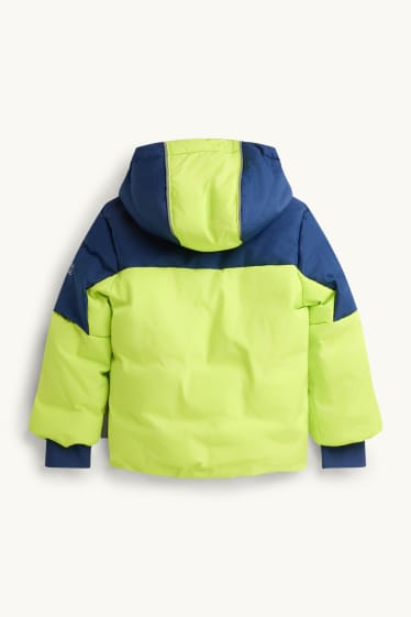 Children Boys - Ski jacket with hood - lined - water-repellent - green / dark blue