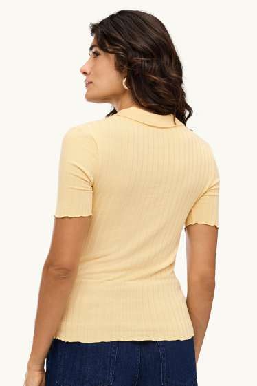 Donna - Polo - regular fit - a coste - giallo chiaro