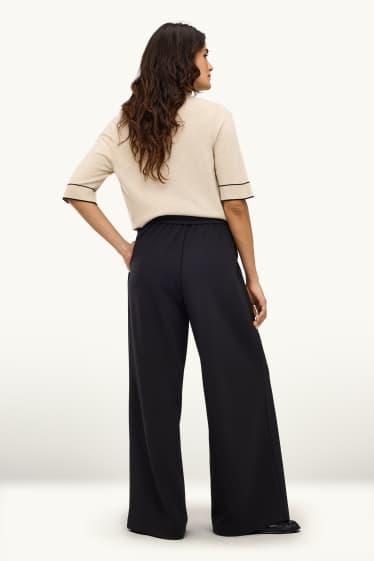 Femmes - Pantalon en toile - high waist - wide leg - noir