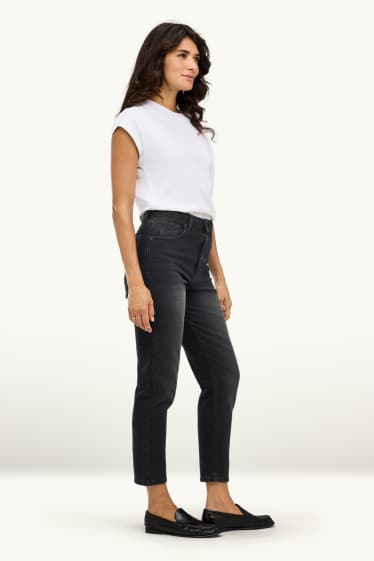 Women - Mom jeans - high waist - LYCRA® - denim-dark gray