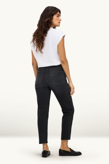 Women - Mom jeans - high waist - LYCRA® - denim-dark gray