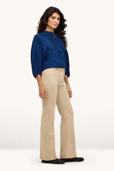 Women - Flared jeans - mid-rise waist - beige