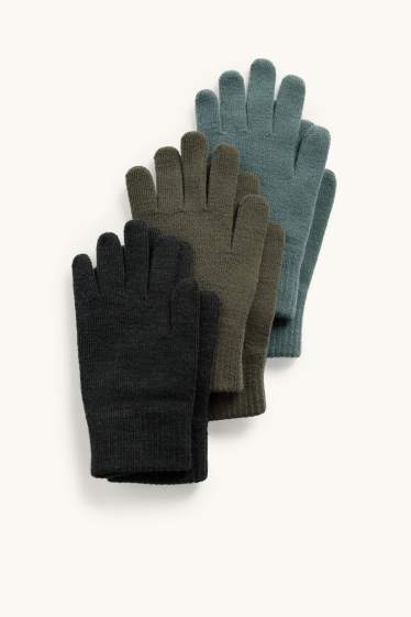 Enfants garçons - Lot de 3 paires - gants - vert