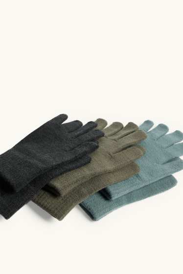 Enfants garçons - Lot de 3 paires - gants - vert