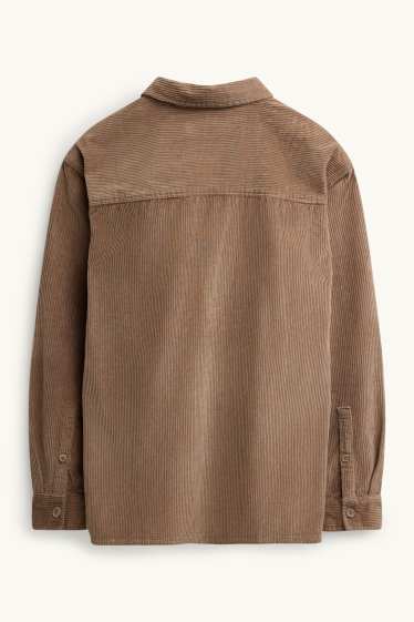 Hommes - Chemise en velours côtelé - relaxed fit - col kent - marron
