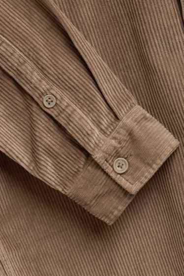 Hommes - Chemise en velours côtelé - relaxed fit - col kent - marron
